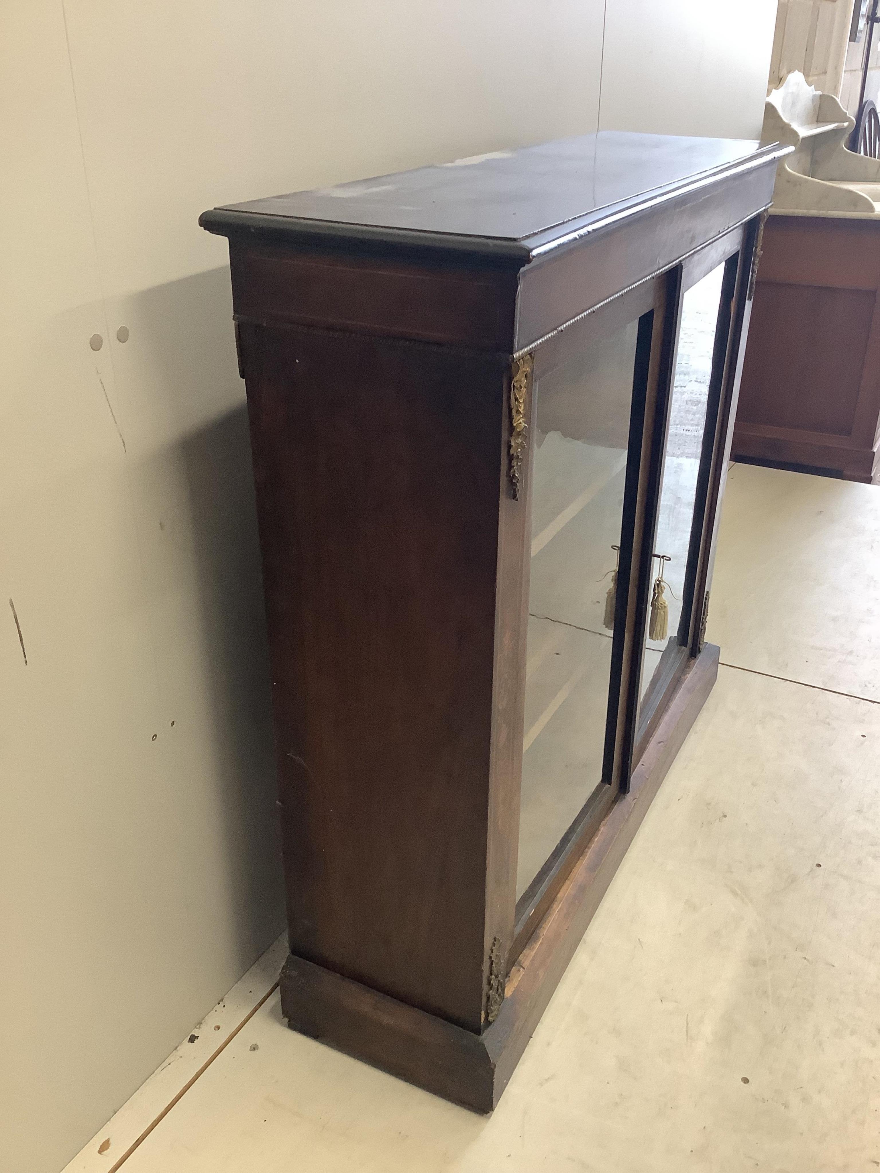 A mid Victorian gilt metal mounted inlaid walnut pier cabinet, width 107cm, depth 31cm, height 100cm. Condition - fair